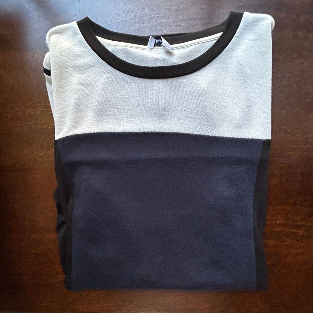 Vince Colorblock Long Sleeve Top – Black & Ivory, Size S